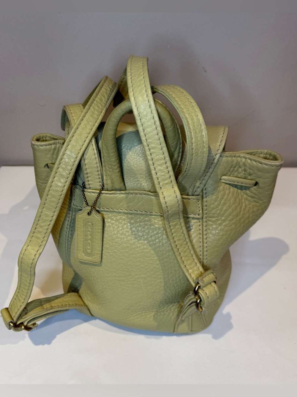 Coach Vintage Sonoma Backpack Lemon Green 1996 4925 Drawstring USA - Picture 4 of 8